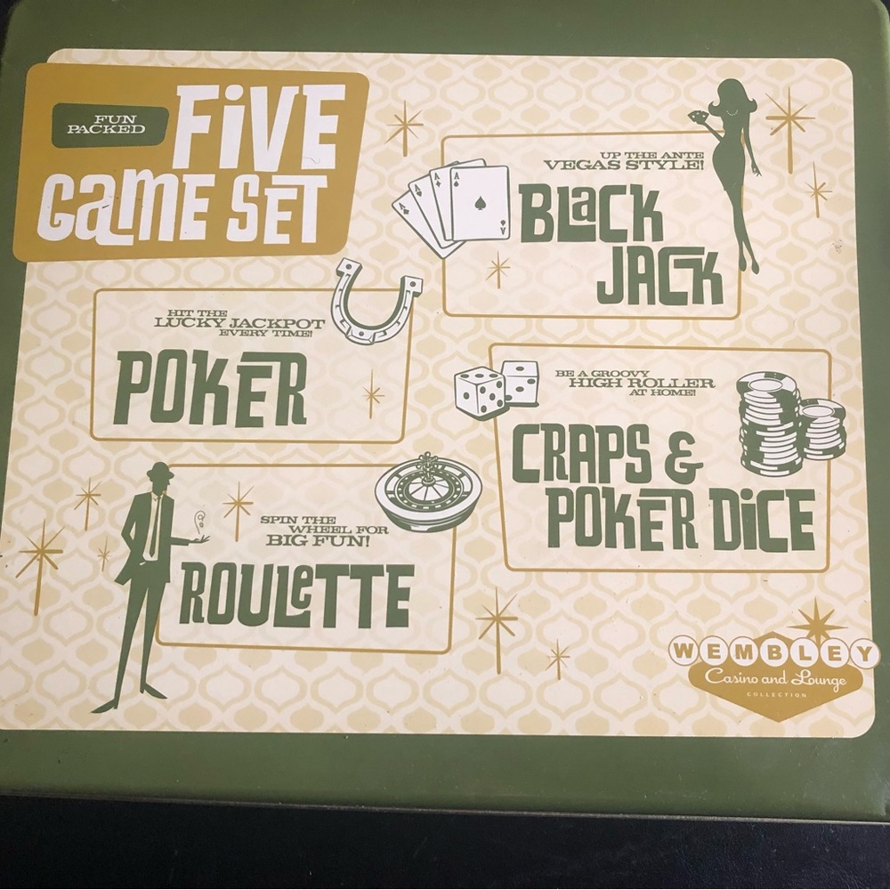 Wembley Casino and Lounge 5 game set in a tin-New